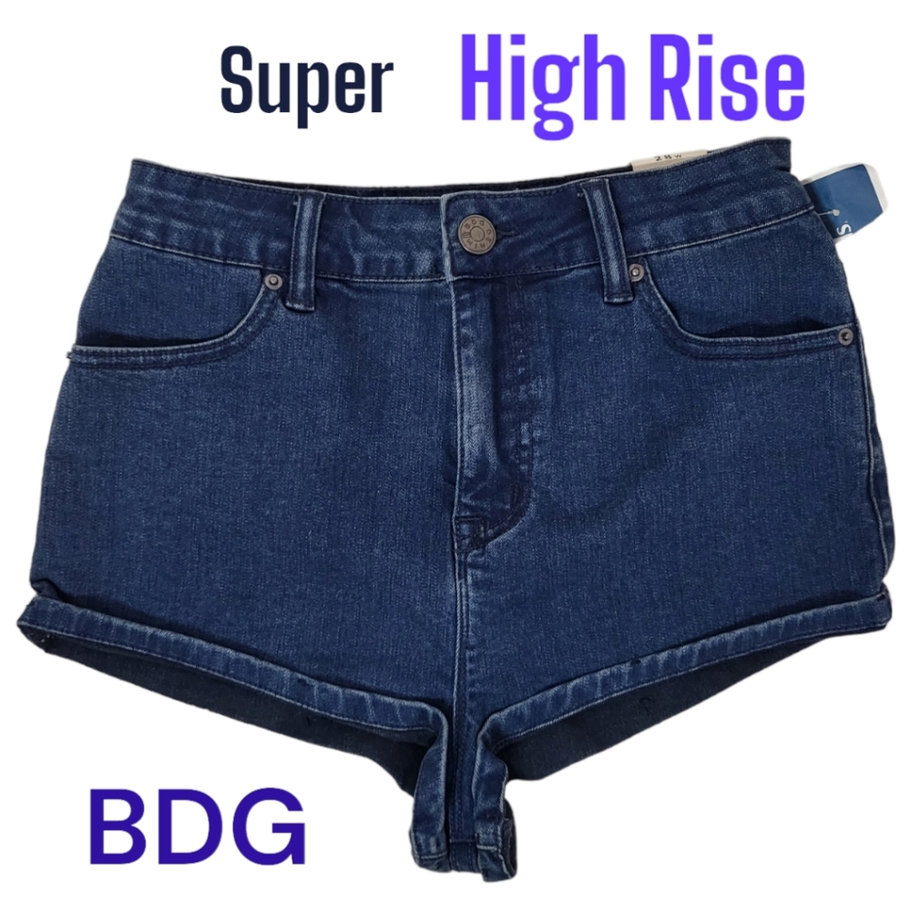 BDG Super High Rise Denim Shorts Sz 28 Stretch Casual Trendy Streewear
